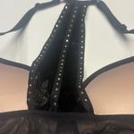 Victoria's Secret  Very Sexy Pushup Bra Front Close Black Velvet Rhinestone 36C Photo 4