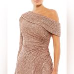 Mac Duggal IEENA FOR  Sequined Drop Shoulder Faux Wrap Gown In Copper Photo 2