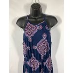 French Grey Women's Sleeveless Keyhole Maxi Halter Dress Blue Size Medium Photo 1