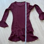 SheIn  Dress Maroon Red Bell Sleeve Tiered Ruffled Mini Photo 8
