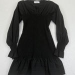 Derek Lam  10 Crosby Mini Dress Size‎ 6 Black Long Sleeve Smocked Ruffle Cotton Photo 0