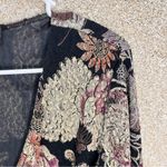 Vintage Y2K MSK Women's Black Floral top beading shoulder pads ruched v neck Size M Photo 3