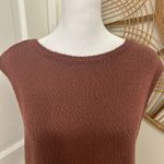 FP Beach  Sz M Textured Knit Coverup Tunic Dress Side Slit Boho Chocolate Brown Photo 2