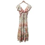 Camilla NEW Lisbon Lullaby Tiered Linen Maxi Dress Neck Frill Pink Large $995 Photo 4