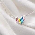 Boutique NEW Rainbow Heart 925 Sterling Silver Necklace, 16-18”‎ Photo 4