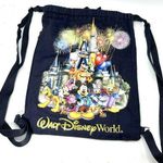 Disney Walt  World Mickey Mouse Castle Cinch Drawstring Backpack Bag Navy Blue Photo 0