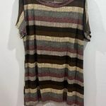 Brown and tan oversized jersey knit shirt dress size small Photo 0