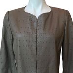 Elie Tahari  Patchwork Cut Out Leather Coat, Sz M Photo 9