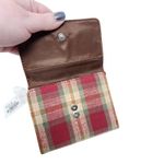 Longaberger Homestead Brown Leather Plaid Snap Tri-Fold Wallet Purse Retro Y2K Photo 4