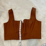 Maeve Anthropologie Womens Faux Leather Notch Tank Cropped Top, Size 6 Photo 4