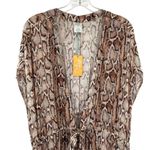 Kona Sol Snakeskin Print Tie Front Midi Kimono Coverup New Photo 5