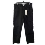 ZARA NWT Black Cut Out Side Detail Denim Jeans Women Size US 10 Straight Leg Photo 1