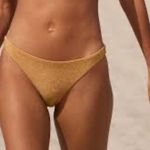 Aerie  Gold Metallic Shimmer Cheeky Bikini Bottom Large Photo 1