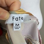 FATE. Pink Yellow Print Bishop Sleeve Blouse Women’s M Preppy Workwear Business Photo 6