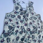Pink Rose Purple Floral White Tank Sleeveless Top Blouse Medium Photo 7