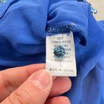 Luxxel Women's Floral Blue Ruffled Trim Open Back Mini Dress Size L Photo 8