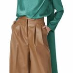Sally LaPointe Crinkle Satin Scarf Neck Top | SIZE 2 Green Photo 0