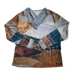 Misook MISSLOOK boho earthy landscape long sleeve top Photo 0