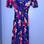 Anthropologie Abel the Label Santa Cruz Purple Floral Midi Dress Smocked Size S Photo 0