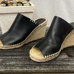 Soludos  Black & Tan Leather Wedge Espadrille Heel Shoes 8 Photo 0