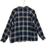 J.Jill  Brushed Cotton Modal Blend Bias Trim Plaids Blue‎ Button up Shirt M Photo 7