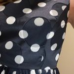 Adrianna Papell Gorgeous Navy and White Polka Dot Tea Dress with pleated skirt. Photo 6