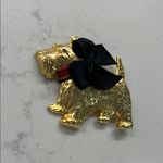 Vintage Gold Plated Black Scottish Terrier Dog Brooch Photo 1