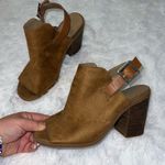 Cato  Tan Suede Bootie Back Strap Peep Toe Heel size 9 Photo 3