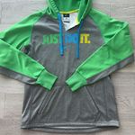 Nike Therma-Fit Hoodie Sweatshirt Gray Green Blue Just Do It Small Photo 3