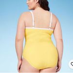 Shade & Shore  One Piece Swimsuit Ruched Tummy Control Yellow‎ L-XL Photo 2