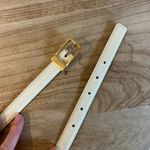 Liz Claiborne Vintage 90s White Genuine Leather Golden Buckle Belt Size Large Photo 2