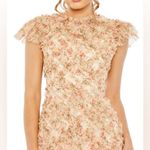 Mac Duggal NWT Ruffle Tiered Short Sleeve A Line Dress Beige 2 Photo 3