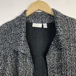 Chico's Lightweight Crinkle Open Jacket Blazer Black White Herringbone 2 L 12 Photo 1