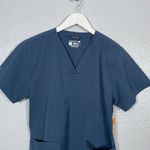 Carhartt Force Women M Blue Cross Flex V Neck Scrub Top Shirt Pockets Stretch Photo 2