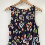 Rebecca Taylor Fit & Flare Dress Silk Sheer Navy Floral Print Sleeveless Women 8 Photo 2