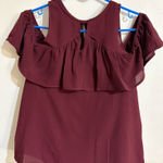 Iris basic  Burgundy Cold Shoulder Blouse Photo 0