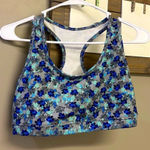 GapFit Pullover Blue and Gray Floral Pull-Over Sports Bra- Large Photo 0