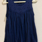 Love by Design By Design Womens L Blue Sleeveless Lace Detail Top Blouse Casual Photo 0