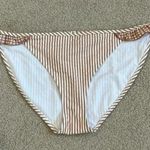 Aerie New pink brown and white striped ribbed ruffle detail bikini bottom Photo 0