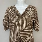 BCBGMAXAZRIA  Silk Dress Zebra Print Animal Ayshea‎ Size XXS Blouson Brown White Photo 6