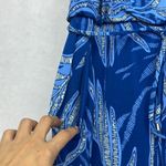 London Times Women's Blue Palm Tropical Halter Jumpsuit/Romper Sz 10 Sleeves Photo 4