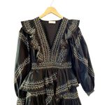 Ulla Johnson Anais Mini Dress Ruffle Embroidered V-Neck Black Noir Cotton 2 NWT Photo 12
