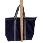 Vera Bradley 🍂 Navy Nylon Tote Bag Leather Trim Striped Lining Travel Work Bag Photo 5