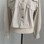 SheIn Corduroy Utility Jacket Medium Ivory Oversized Shacket Y2K Lumberjane Barn Coat Photo 4