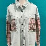 POL  At Twilight Full Size Plaid Contrast Shacket in size small Photo 0