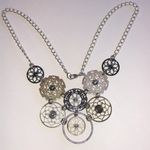 Premier Designs  Elegant Silver Tone and Dark Metal CZ Statement Necklace Photo 4