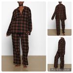 SKIMS Size 4X Plaid Sleep Set Jasper Buffalo Check Holiday Brown PJs 4XL NWT Photo 4