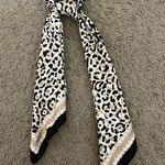 Leopard Animal Print Silk Ribbon Scrunchie Hair Tie White Photo 0