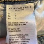 American Eagle  Blue Curvy High Rise Distressed Denim Shorts Super Stretch Size 2 Photo 2