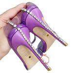 Stuart Weitzman Glam PVC Embellished Ankle Strap Pumps Heels Wisteria Size 9 Photo 6